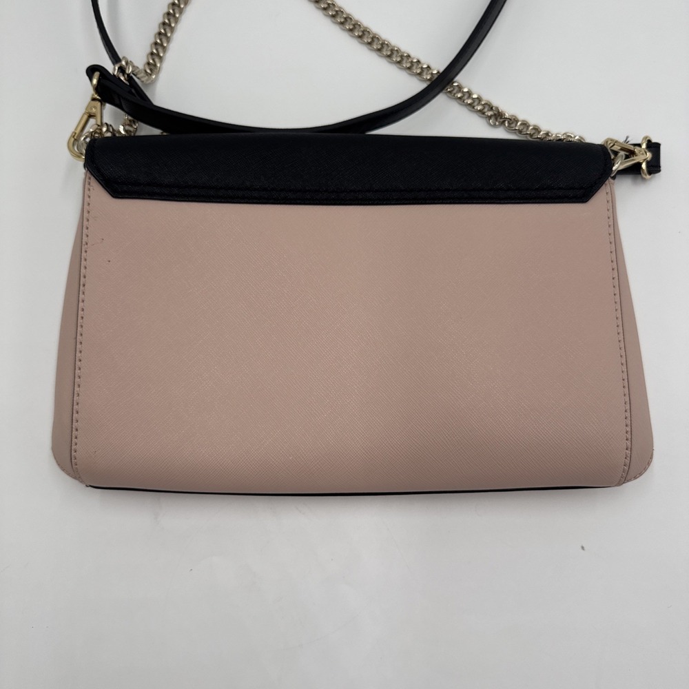Kate Spade New York Blush & Black Leather Chain Strap Crossbody Saffiano S338 - Picture 6 of 7
